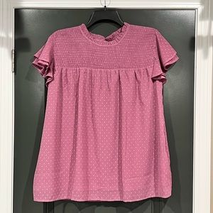 Light Purple Gathered Ruffled Dot Top